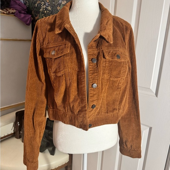1. sunset lane Jackets & Blazers - Women's Tan Corduroy Jean Jacket Fall Cropped Casual Oversized Layering​